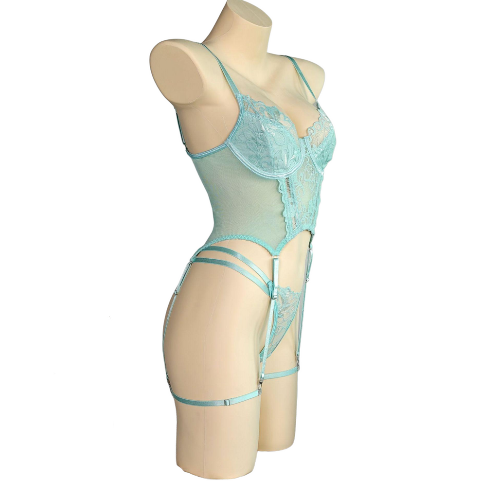 Curvy Lace Lingerie Set | Sheer Teddy Bodysuit