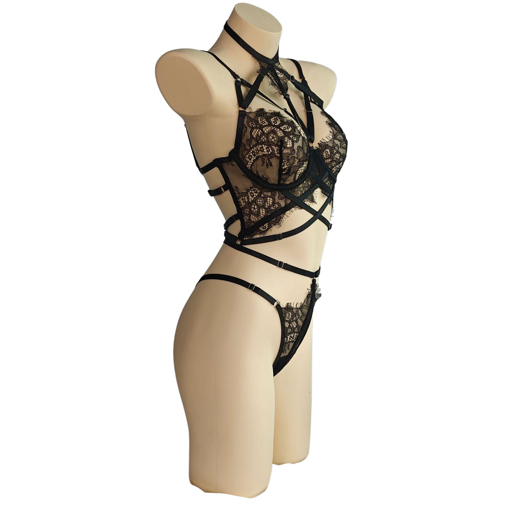 Curvy Lingerie Set | Sheer Mesh Teddy Bodysuit
