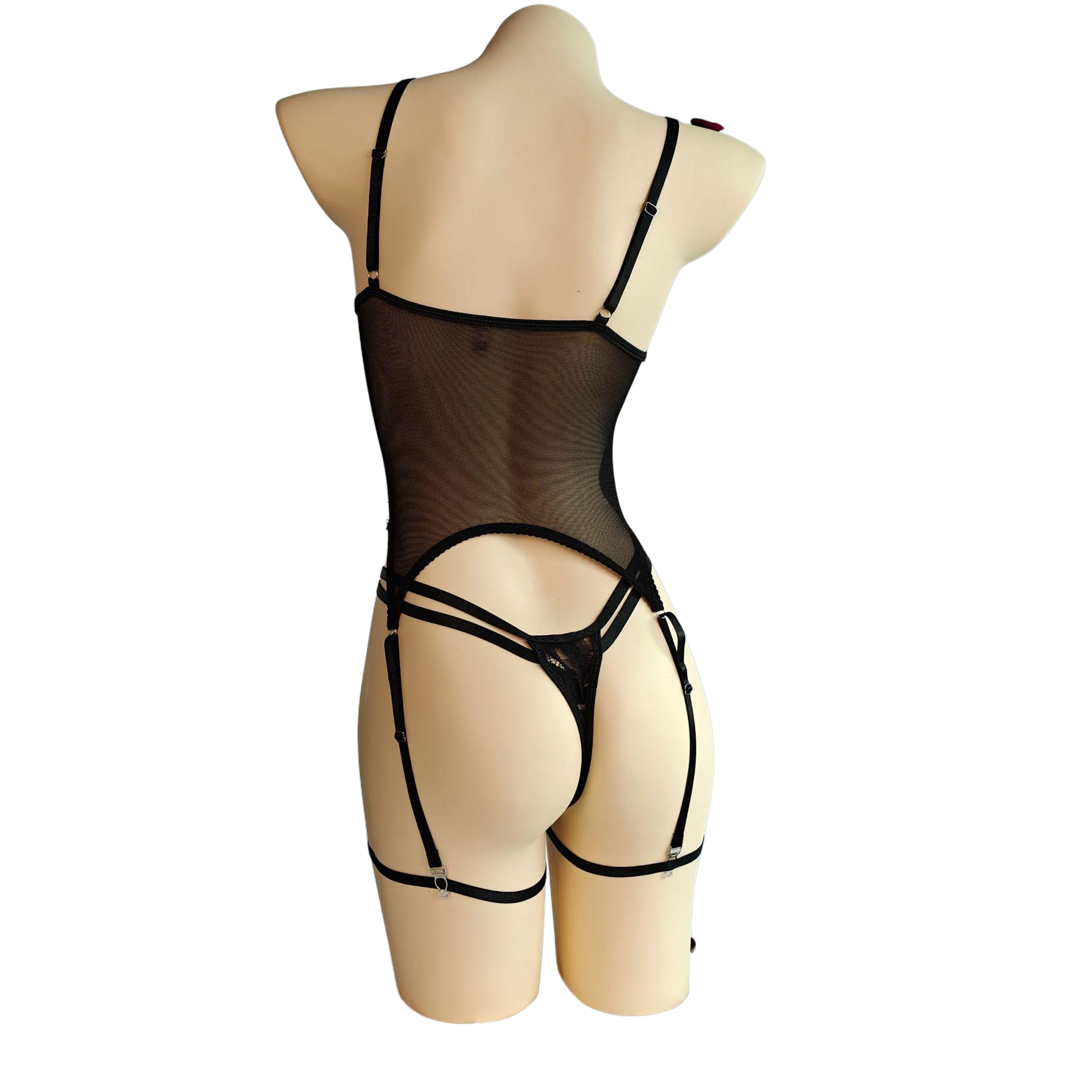 Curvy Lace Lingerie Set | Sheer Teddy Bodysuit