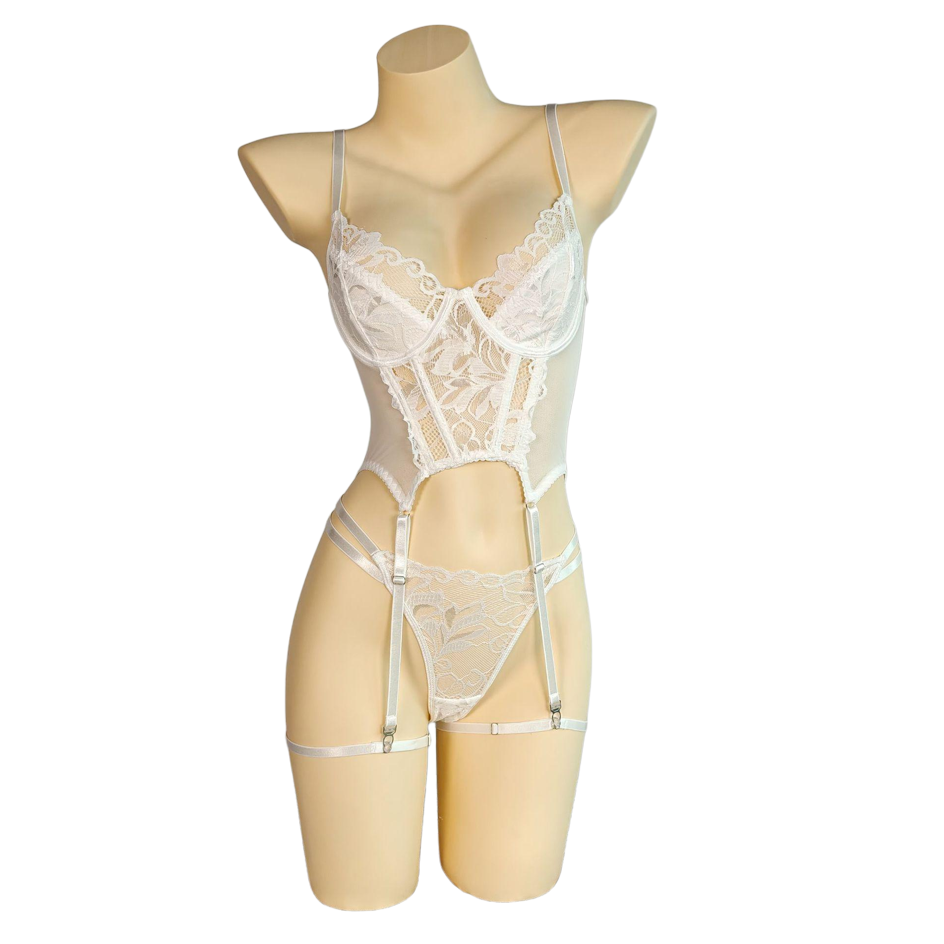 Curvy Lace Lingerie Set | Sheer Teddy Bodysuit