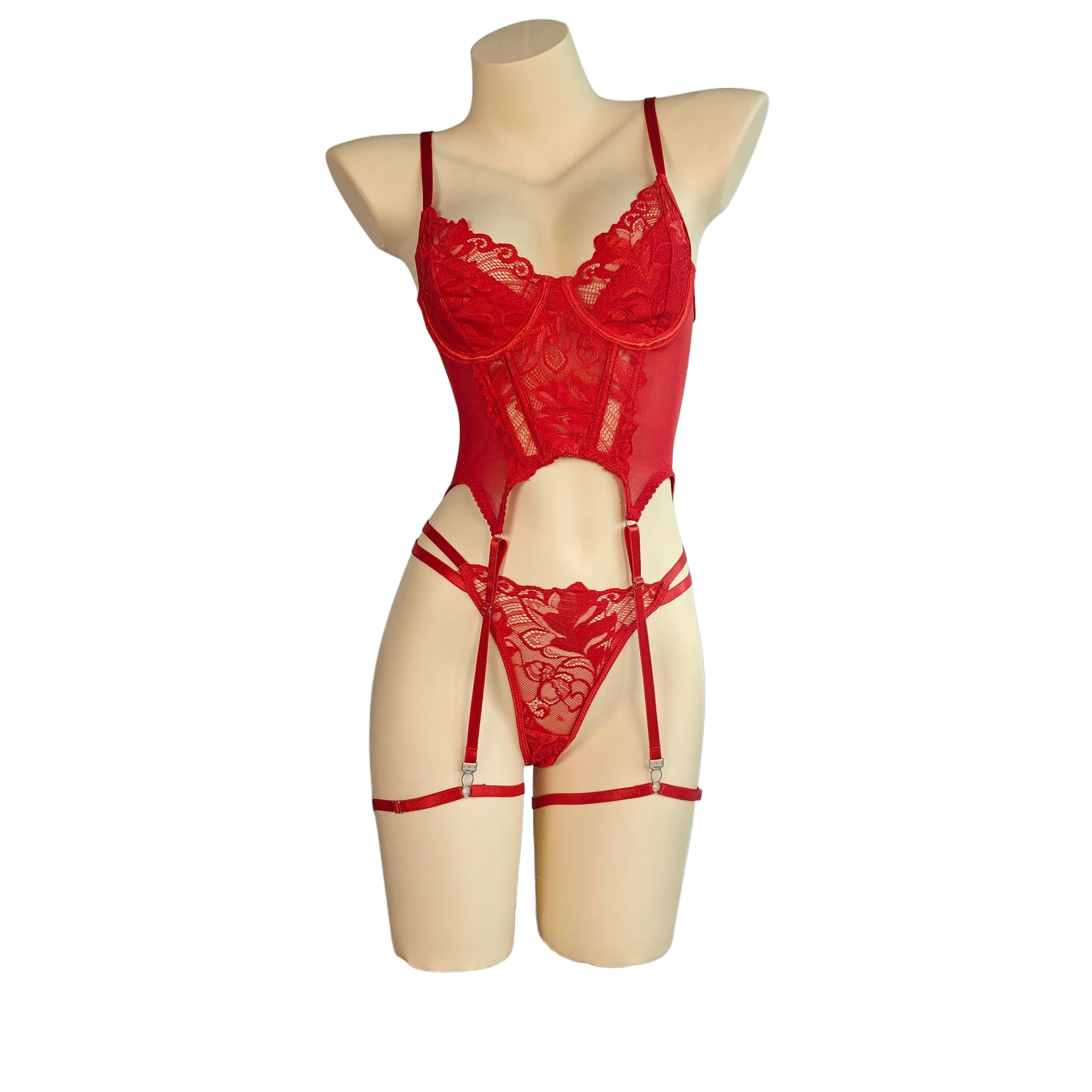 Curvy Lace Lingerie Set | Sheer Teddy Bodysuit