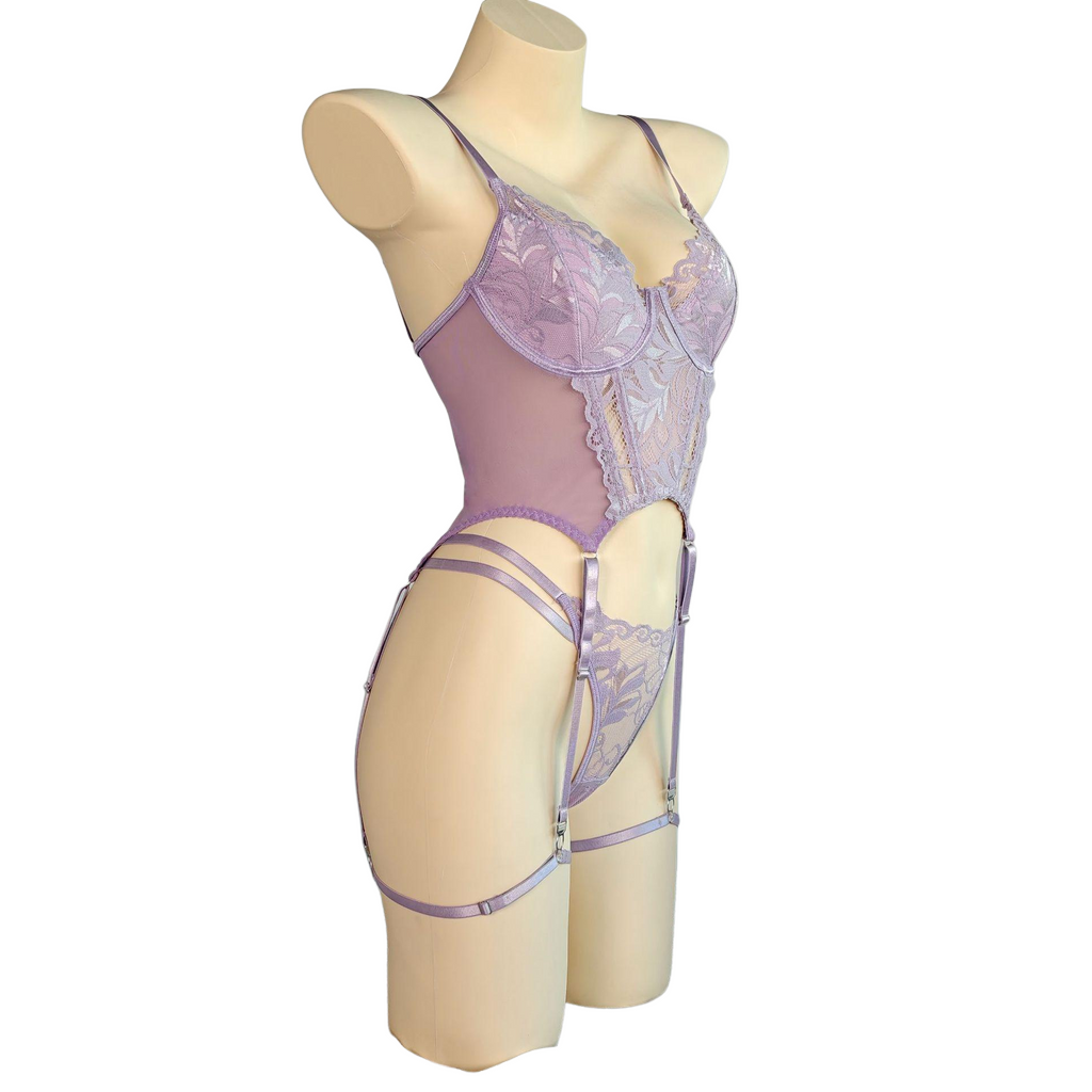 Curvy Lace Lingerie Set | Sheer Teddy Bodysuit