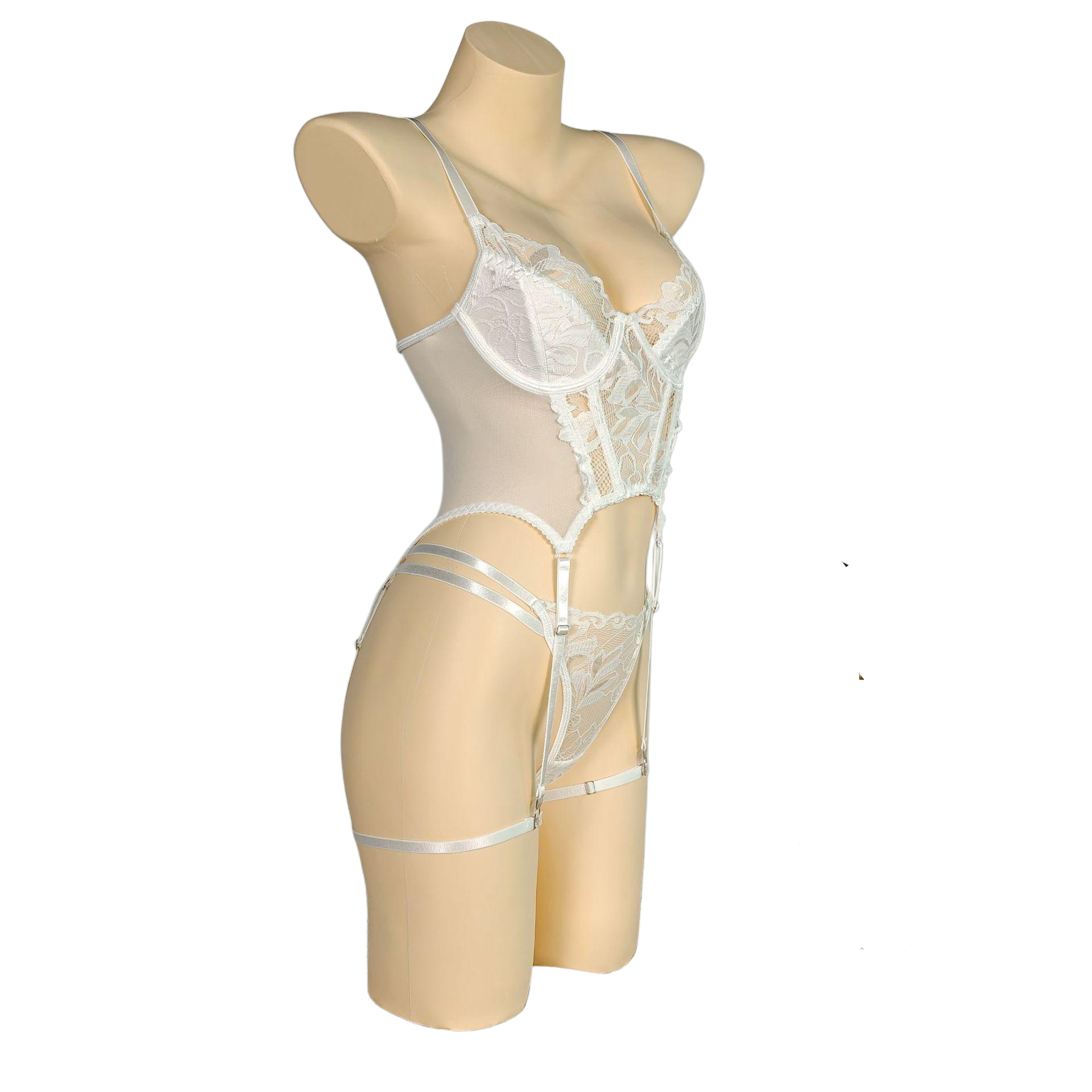 Curvy Lace Lingerie Set | Sheer Teddy Bodysuit