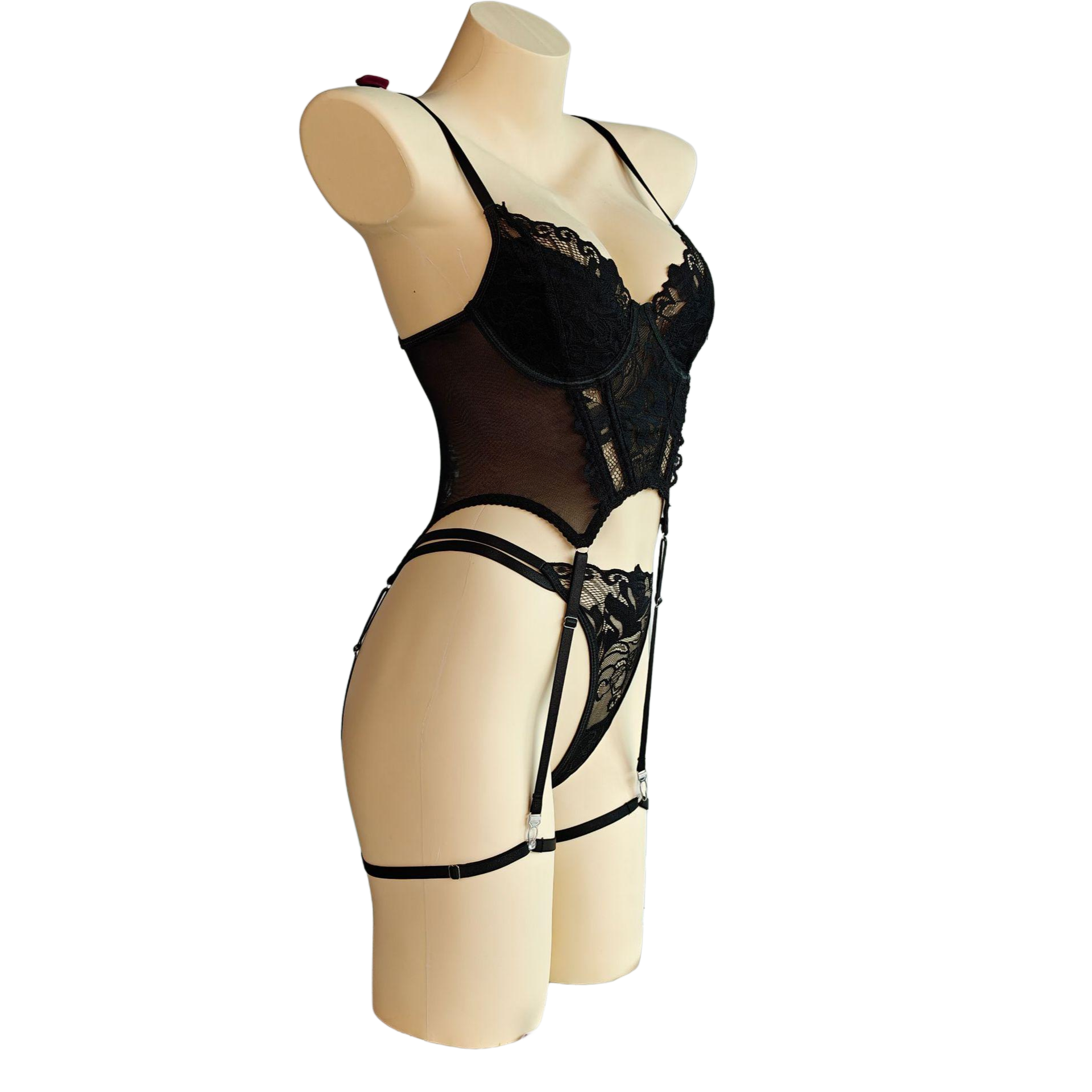 Curvy Lace Lingerie Set | Sheer Teddy Bodysuit