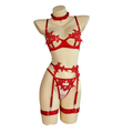 Black Lace Lingerie Set | 3-Piece Open Cup Bra & Garter Belt & Panty