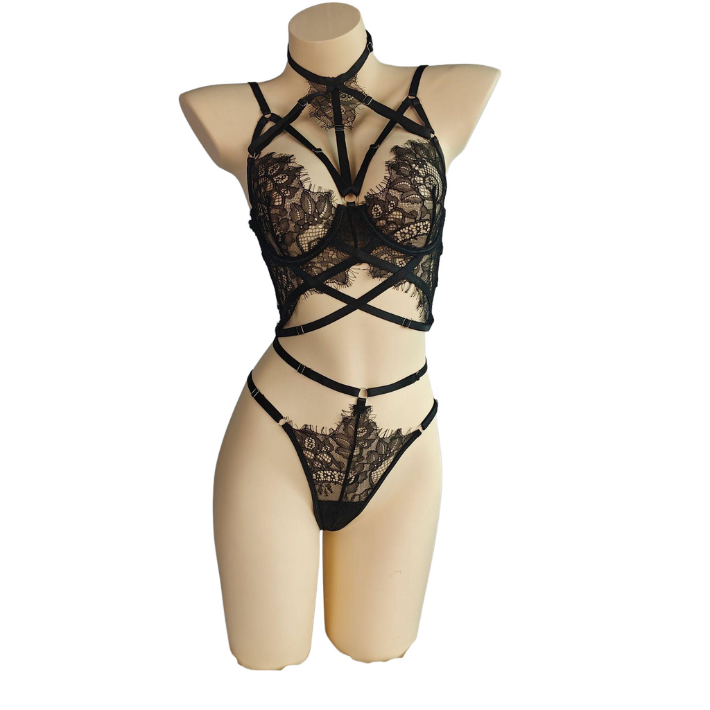 Curvy Lingerie Set | Sheer Mesh Teddy Bodysuit