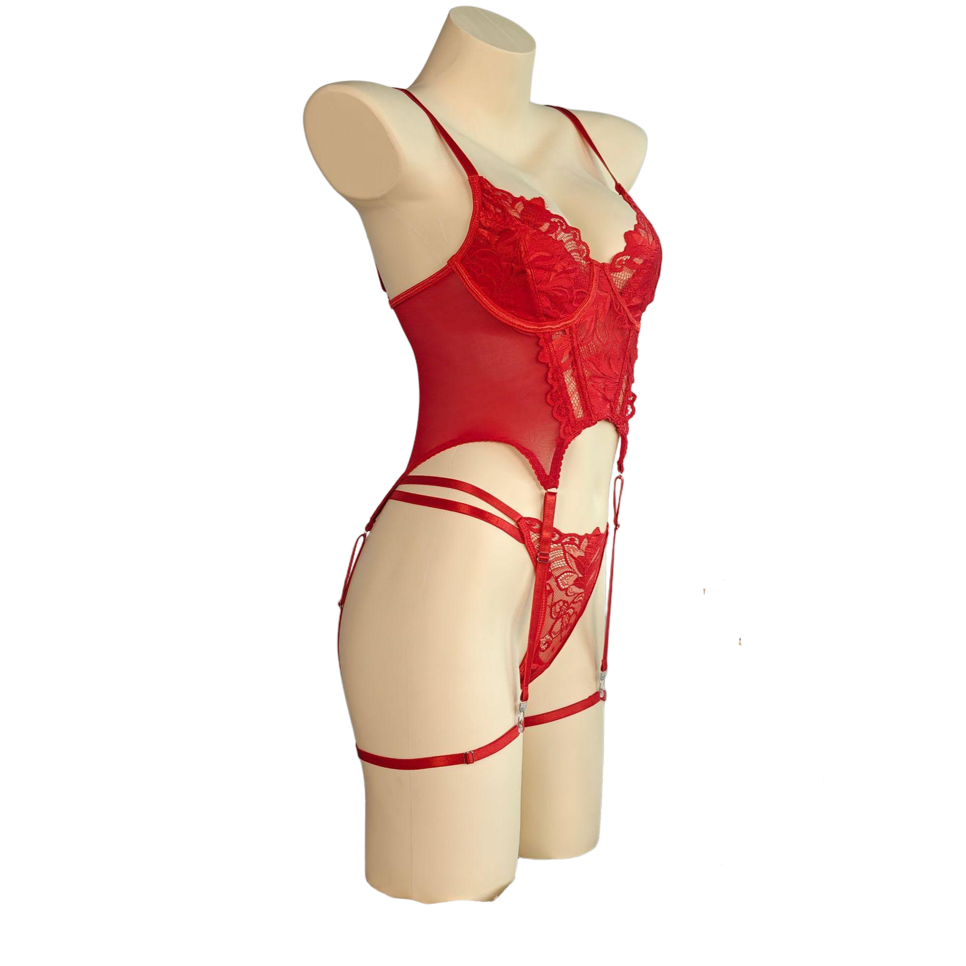 Curvy Lace Lingerie Set | Sheer Teddy Bodysuit