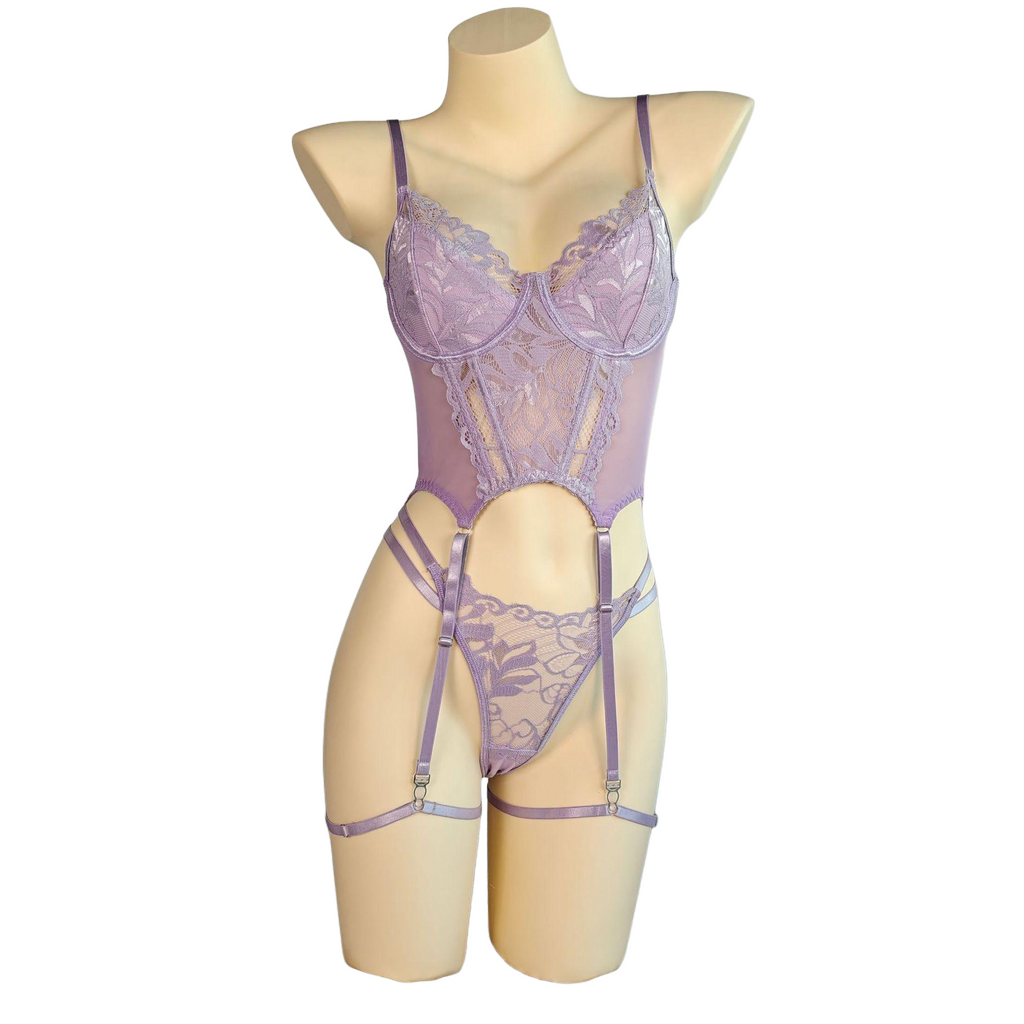 Curvy Lace Lingerie Set | Sheer Teddy Bodysuit