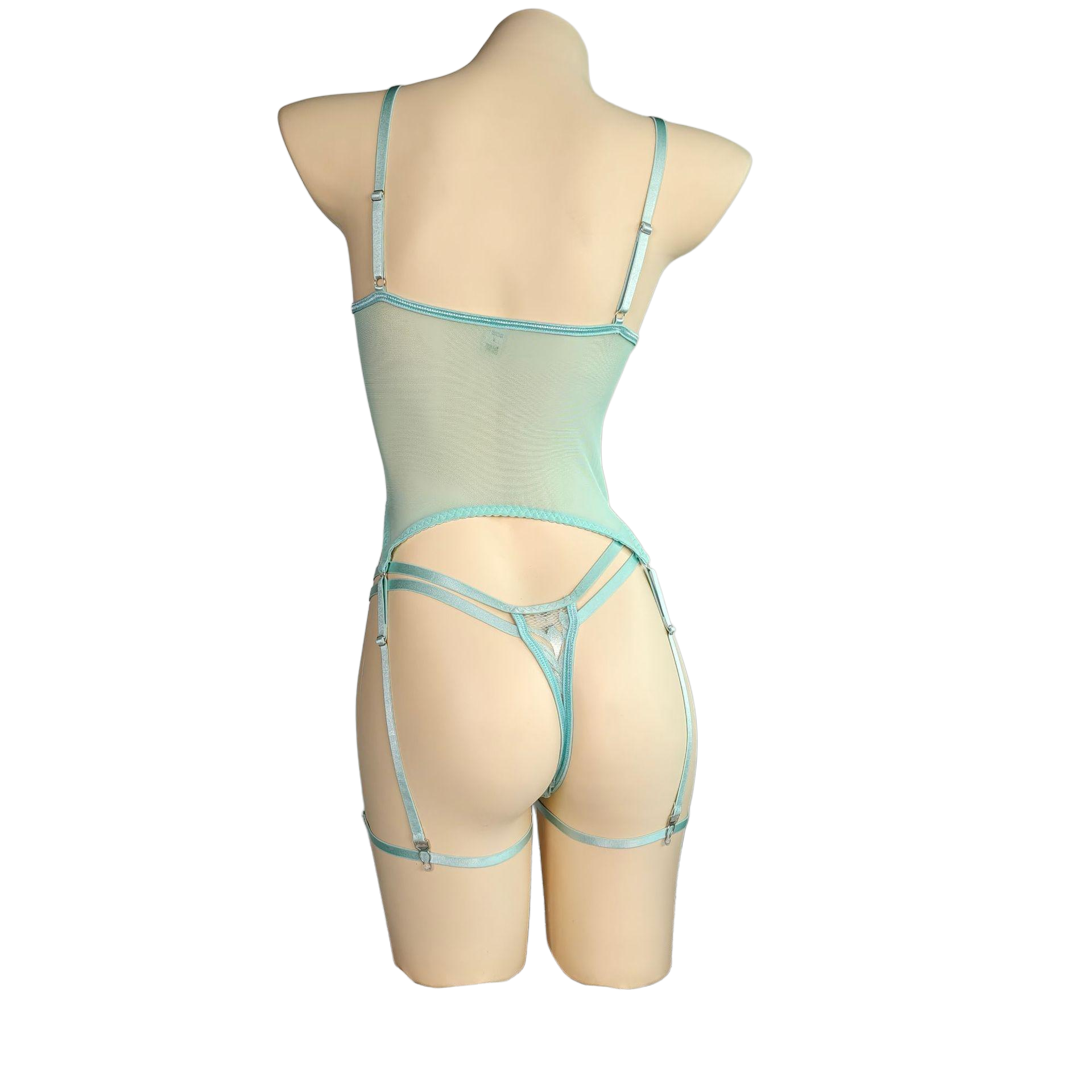 Curvy Lace Lingerie Set | Sheer Teddy Bodysuit
